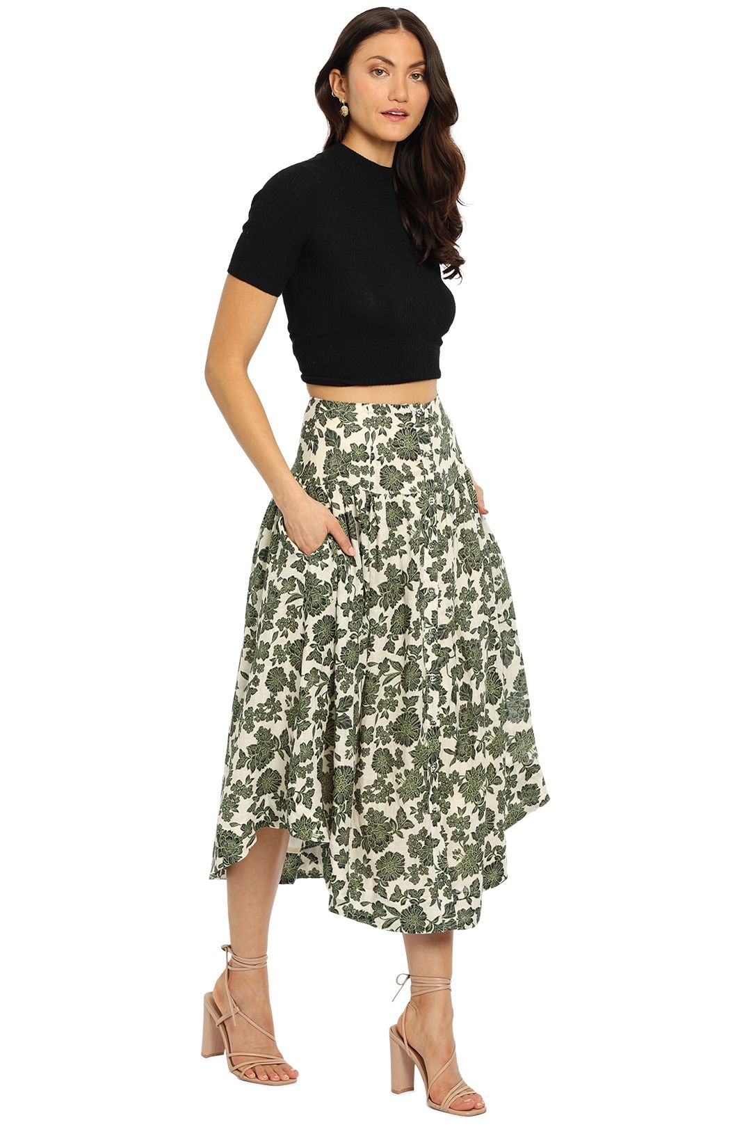 Mon Renn Botanic Midi Skirt Floral