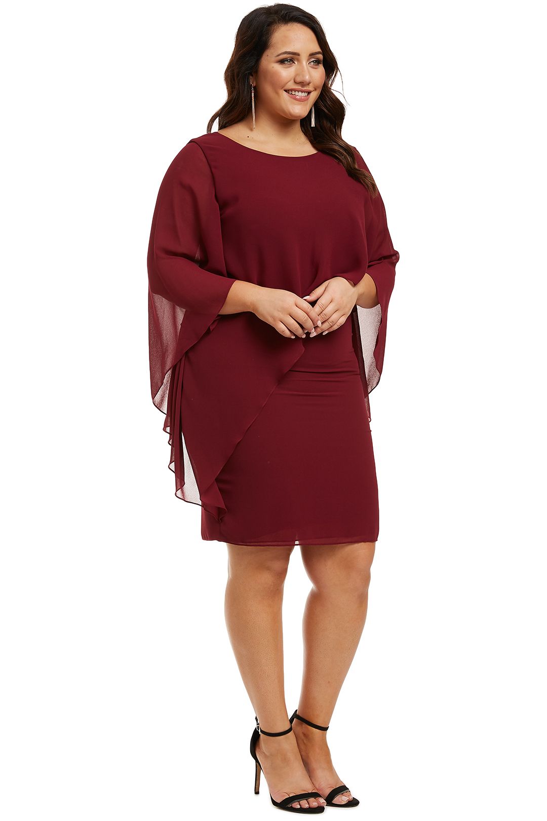 Montique-Ciana Cocktail Dress Wine-Wine-Side