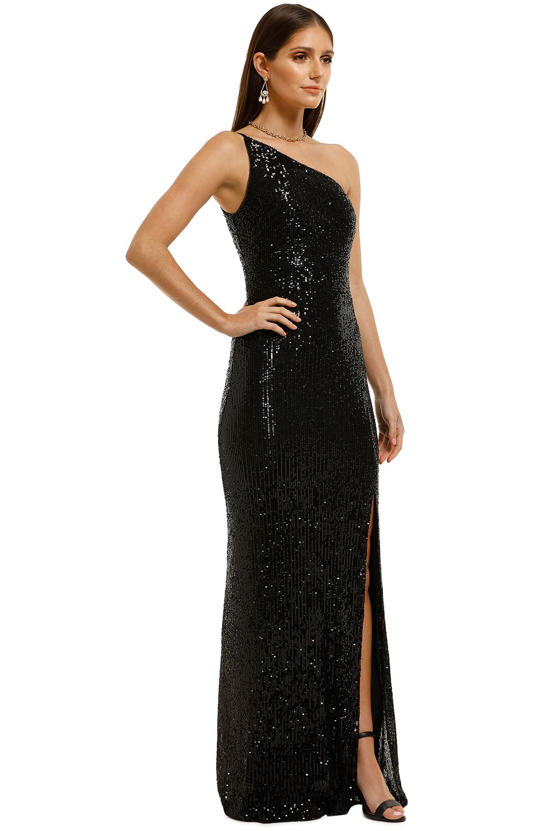 sequin gown black