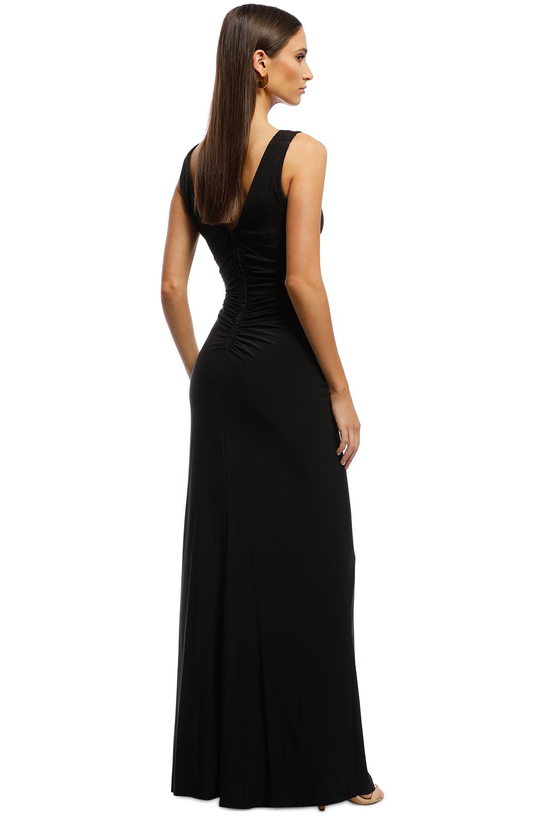 Montique - Amalia Jersey Wrap Gown - Black - Back