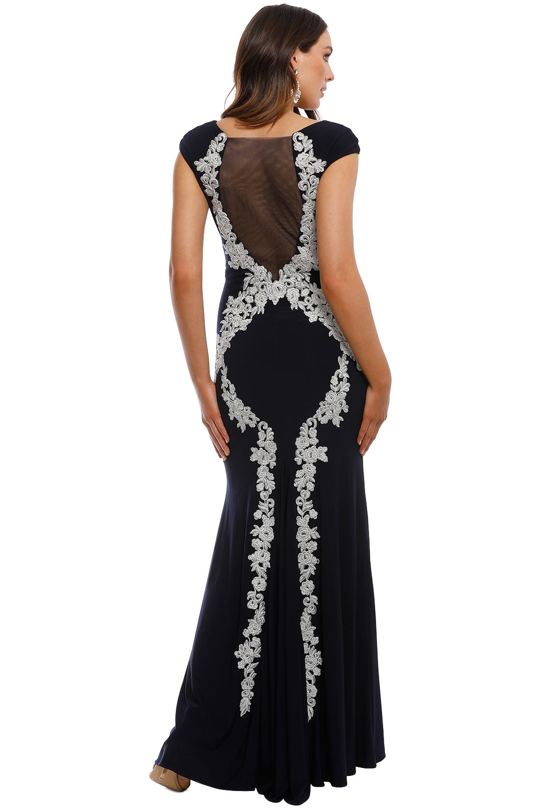 Montique - Ava Embroidered Gown - Navy - Back