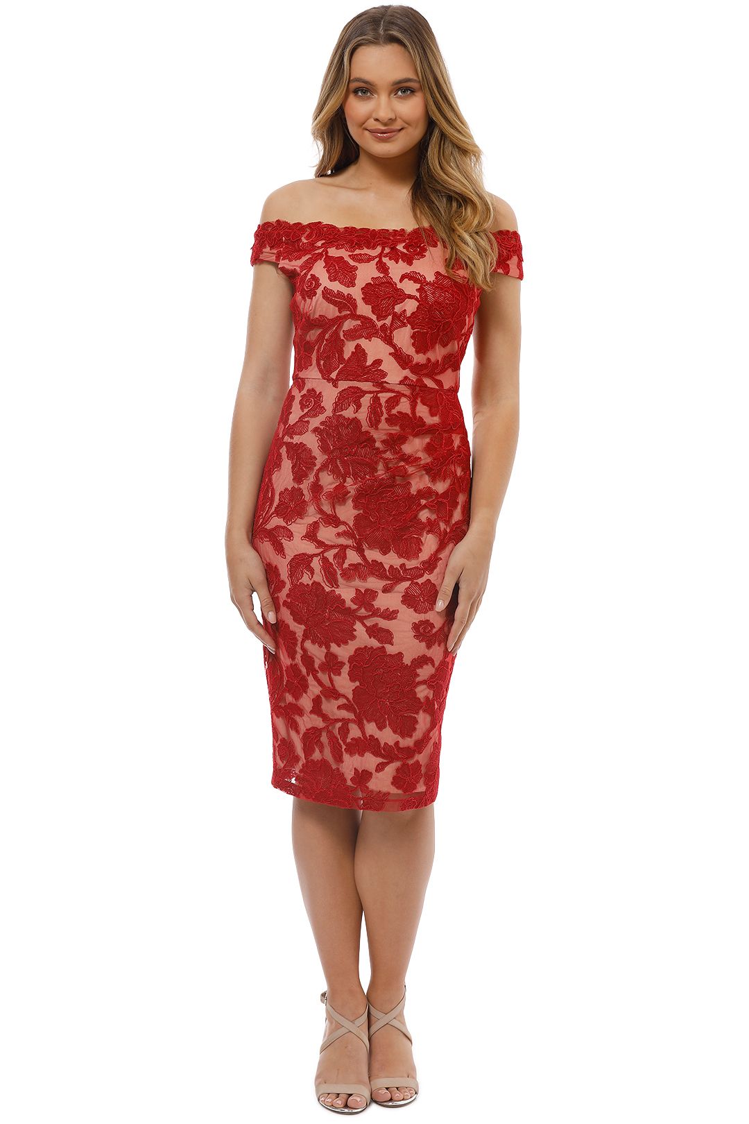 Montique - Christiana Lace Dress - Red - Front