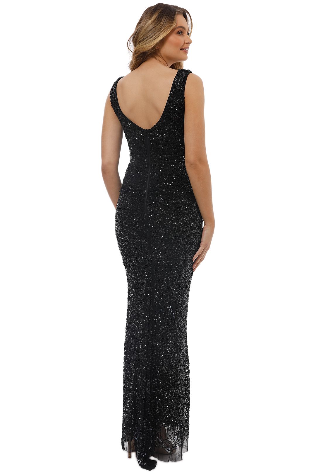 Montique - Layla Hand Beaded Gown - Black - Back