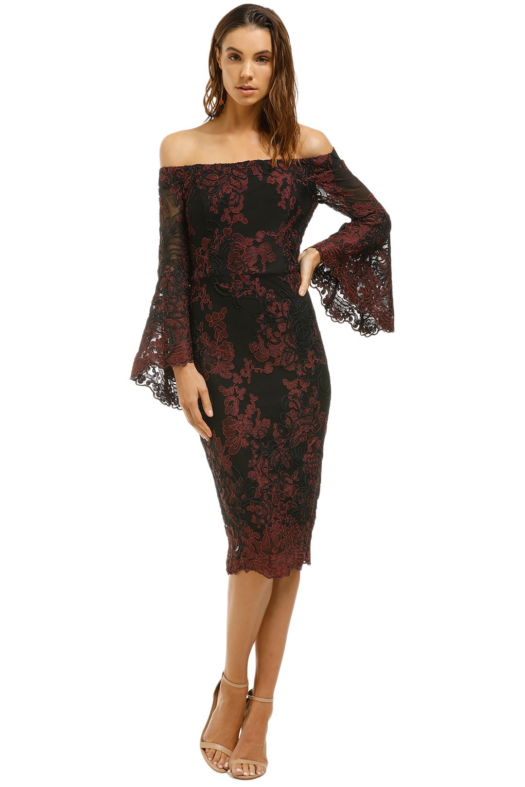 Montique - Stephanelle Lace Dress - Black Red -Front