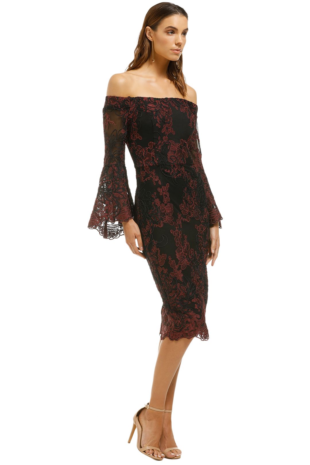Montique - Stephanelle Lace Dress - Black Red - Side