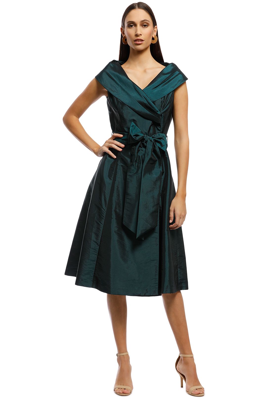 Montique - Valini Tafetta Dress - Emerald - Front