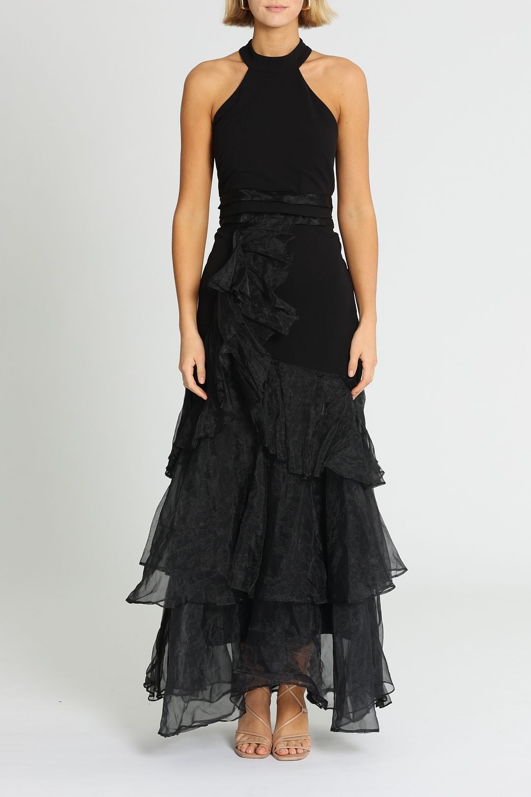 Montique Caprice Halter Gown Black