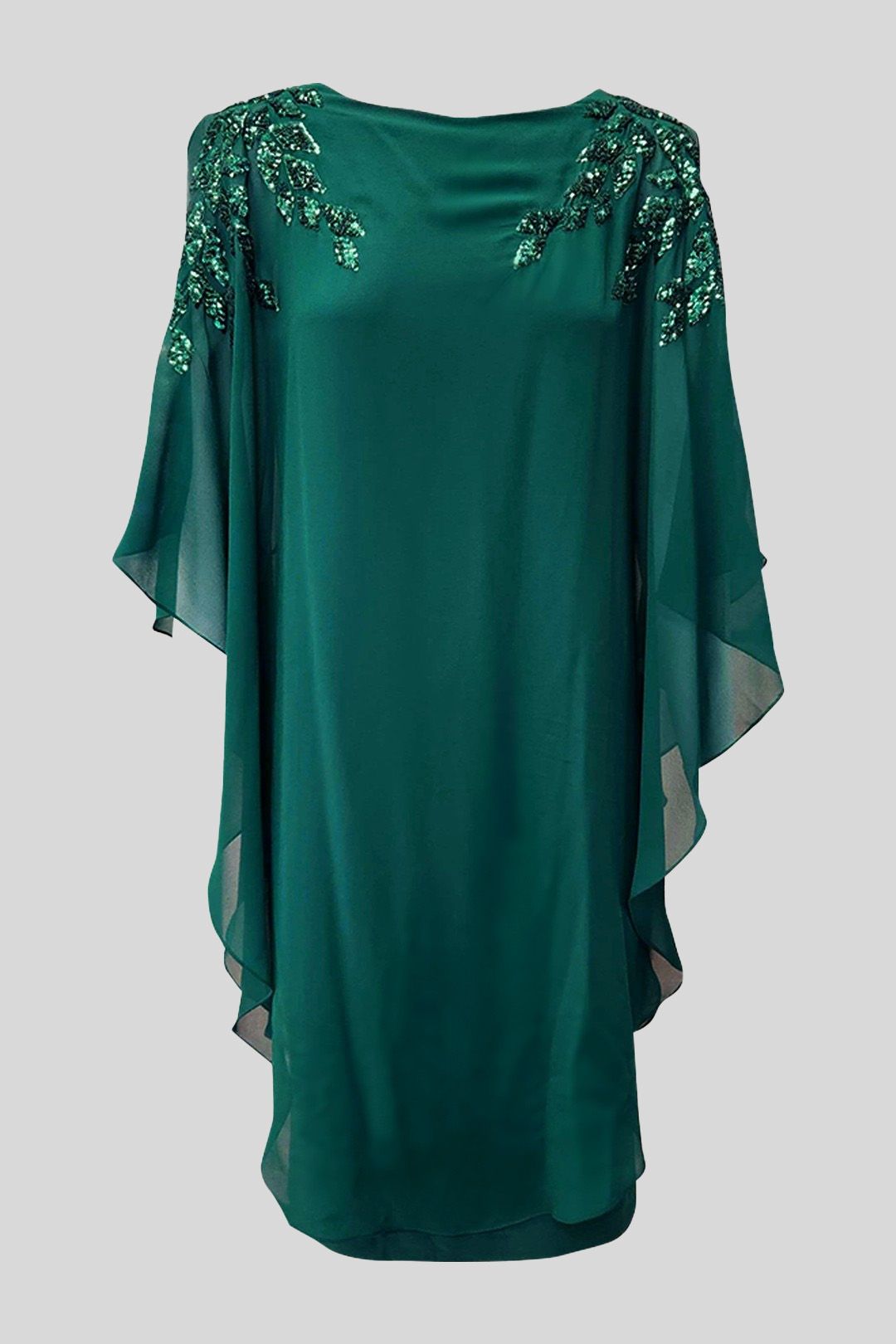 Montique - Celine Emerald Chiffon Overlay Dress