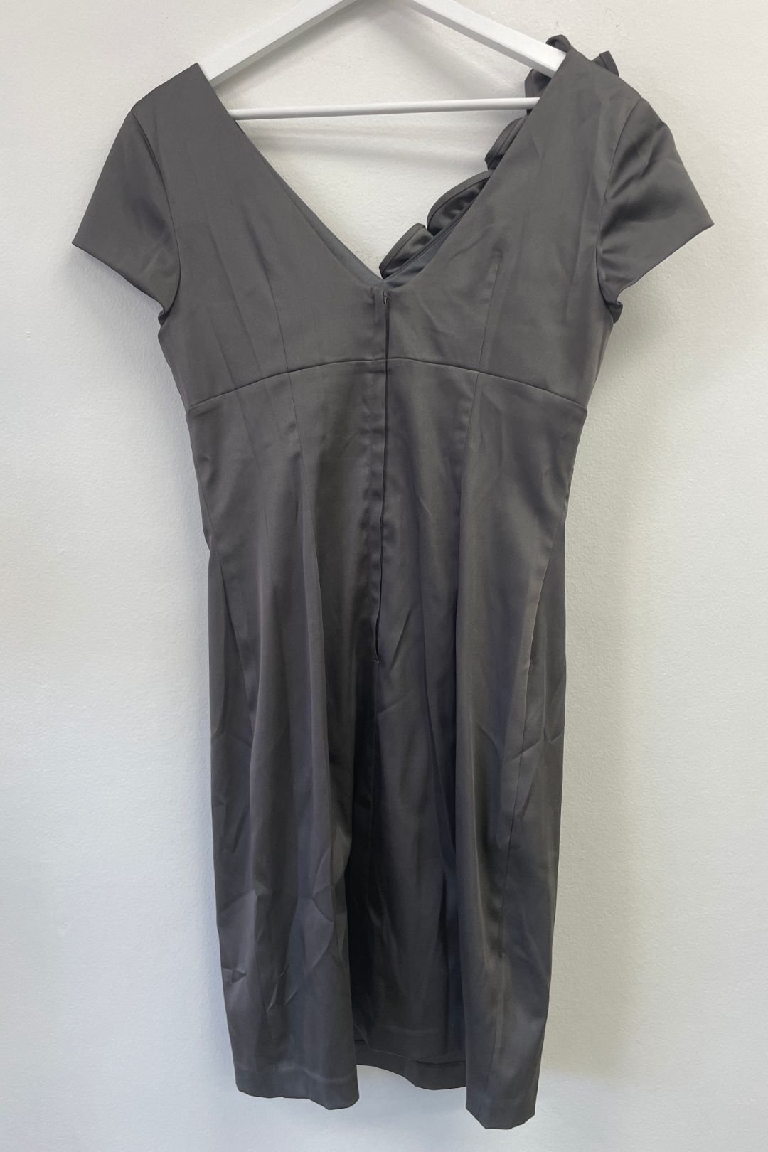 Montique - Ruffle Bodice Grey Short Dress