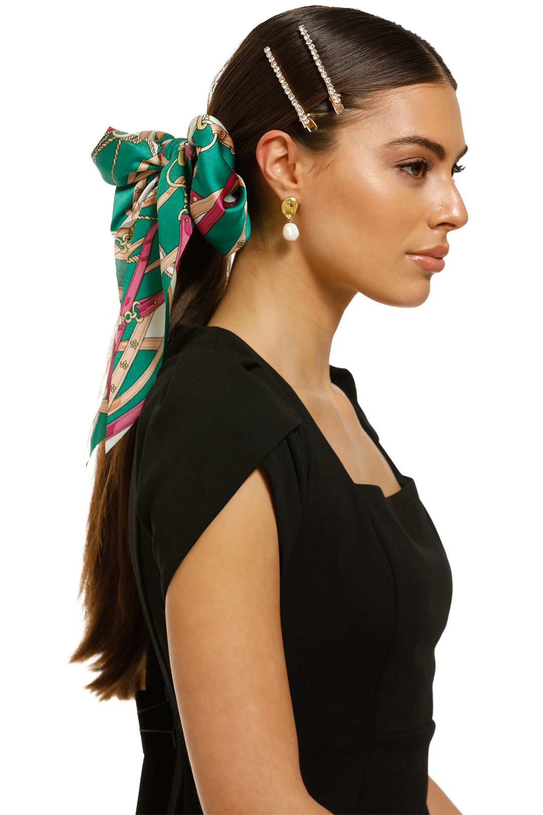 Morgan-and-Taylor-Akira-Scrunchie-With-Long-Tails-Green-Product-Two