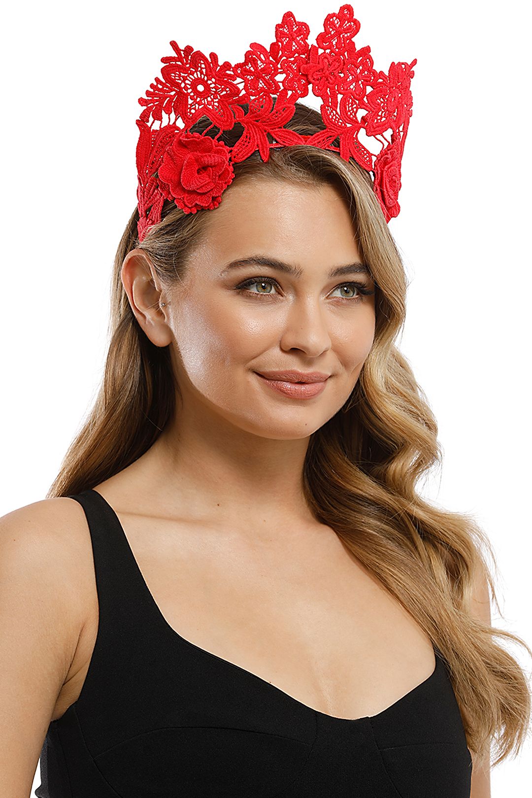 Morgan and Taylor - Floral Lace Halo Fascinator - Red - Product