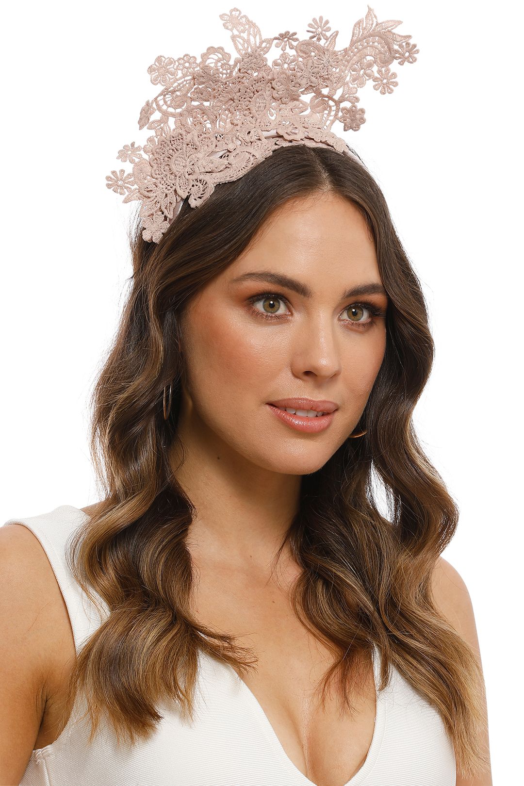 Morgan and Taylor - Leandrea Fascinator - Dusty Pink - Side Model