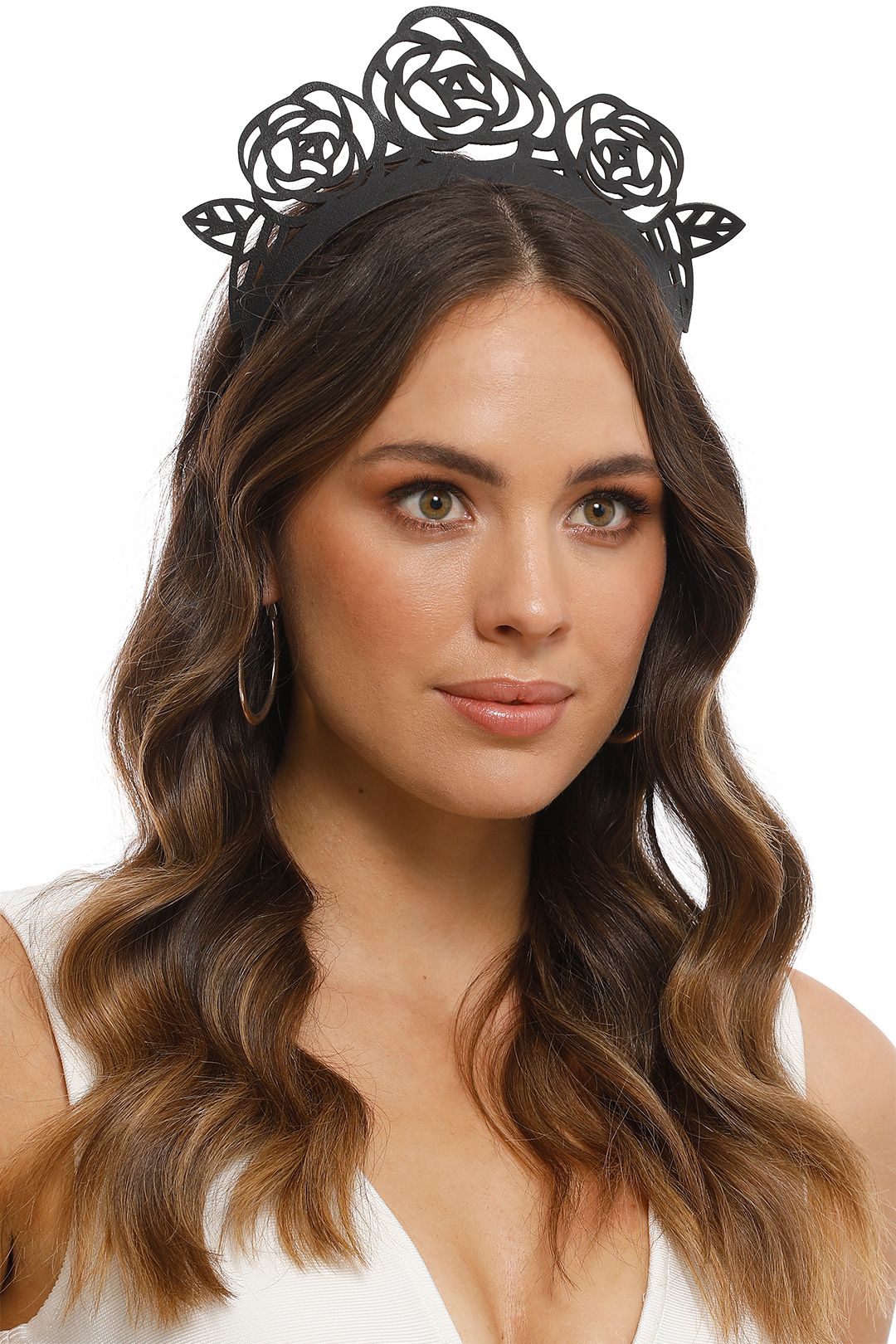 Morgan and Taylor - Leather Laser Cut Rose Crown - Black