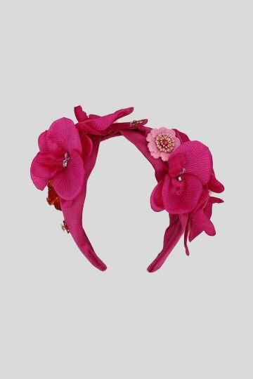 Arya Floral Headpiece in Cerise Red
