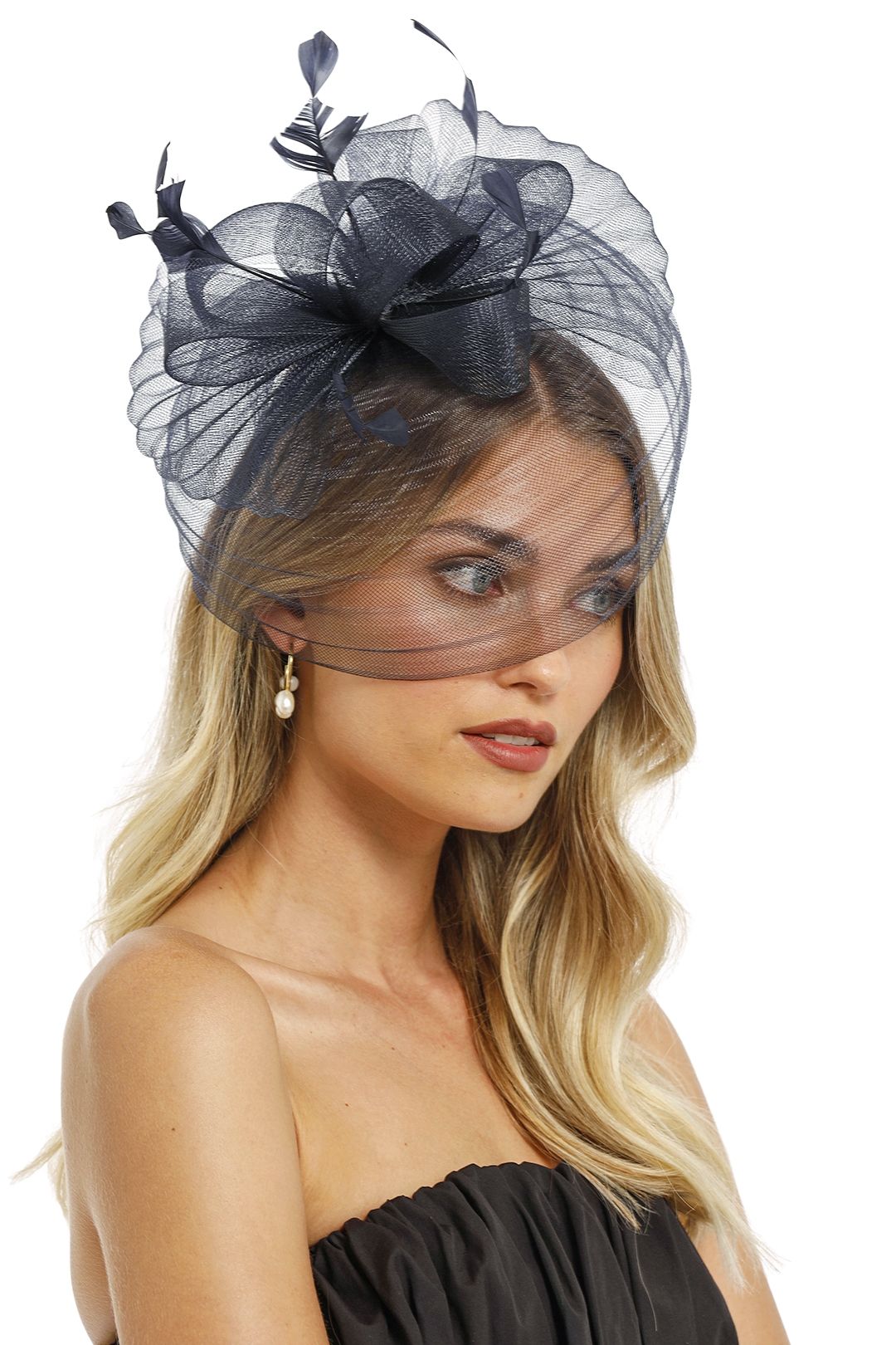 Morgan and Taylor Monica Fascinator Navy Feather