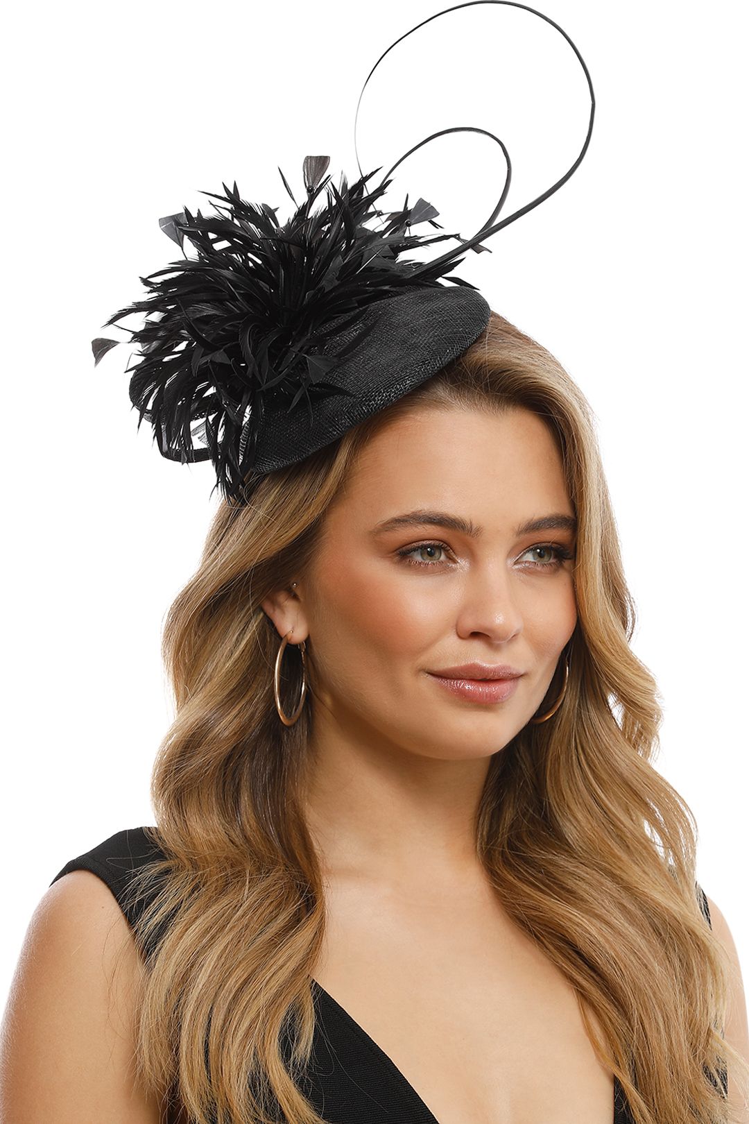 Morgan & Taylor - Black Beret With Feathers - Black - Front