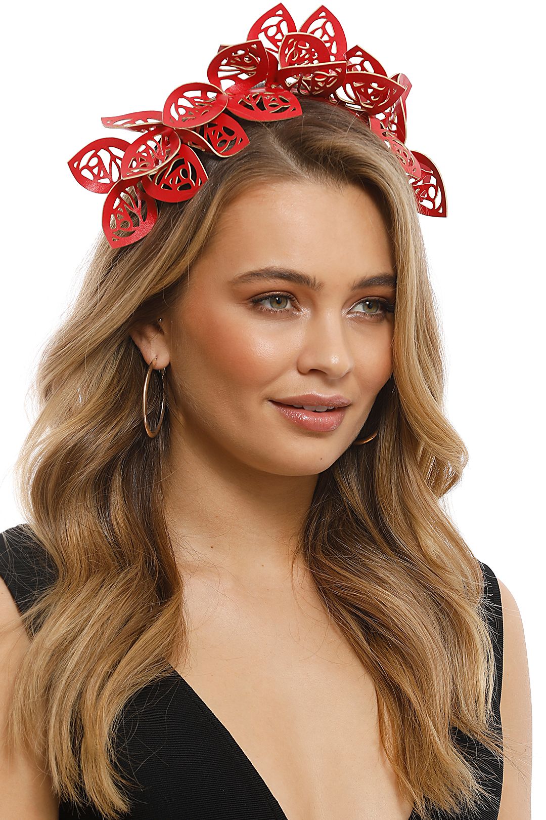 Morgan & Taylor - Jasmine Fascinator - Red - Side Model