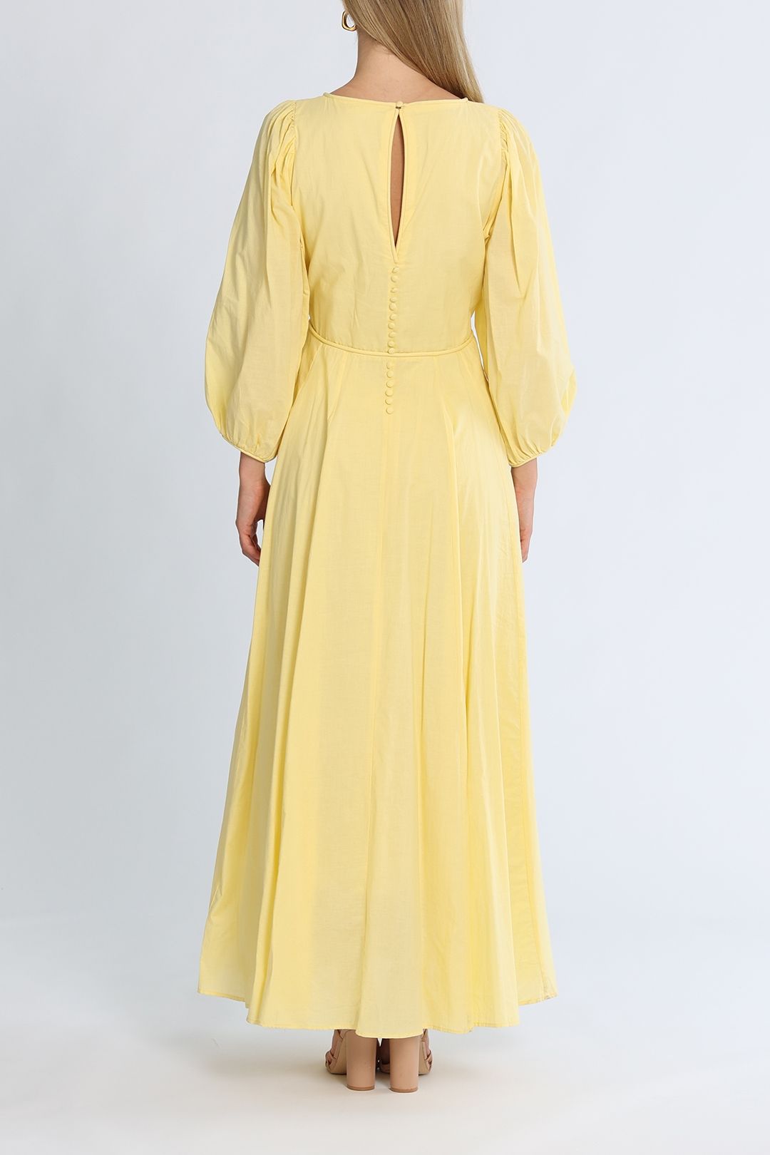 Morrison Emilia Long Sleeve Maxi Dress Lemon Keyhole Back