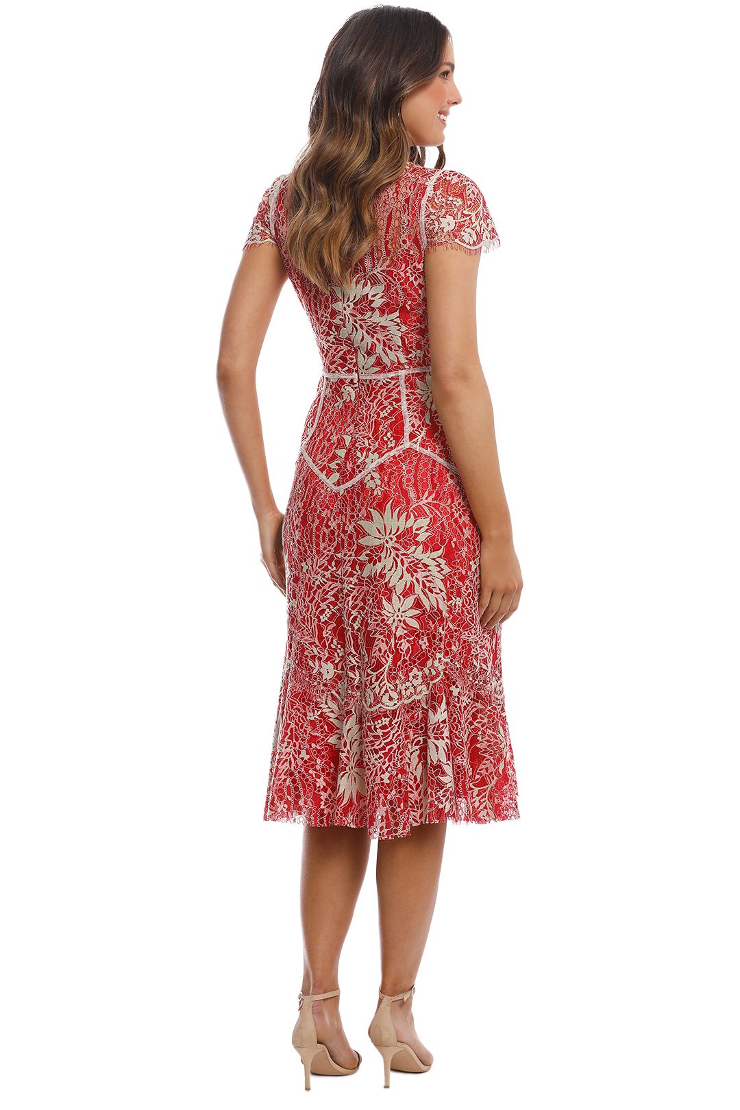 Moss and Spy - Annika High Neck Dress - Red - Back