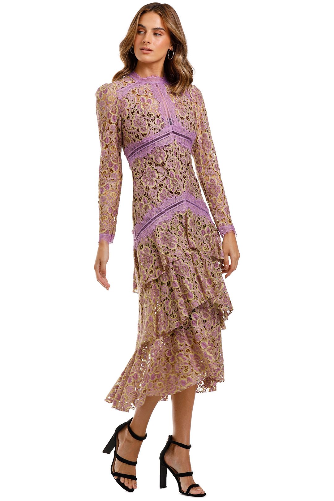 Moss and Spy Amber Tiered Dress lace long sleeve
