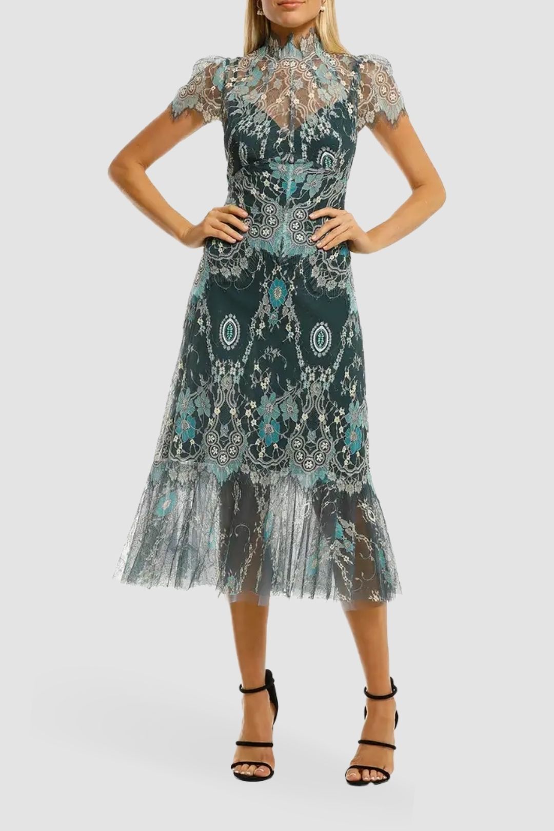 Moss-and-Spy-Cynthia-High-Neck-Dress-Blue-and-Green-Front