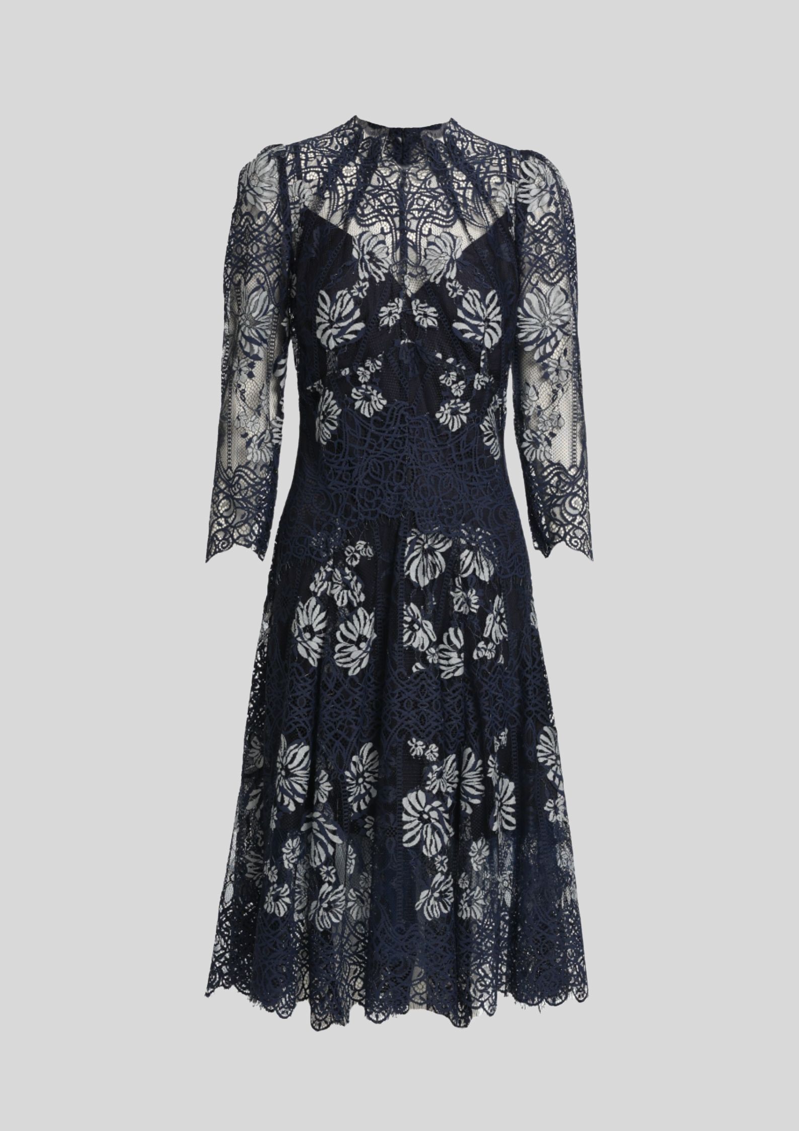 Moss and Spy - Embroidered Floral Lace Midi Dress