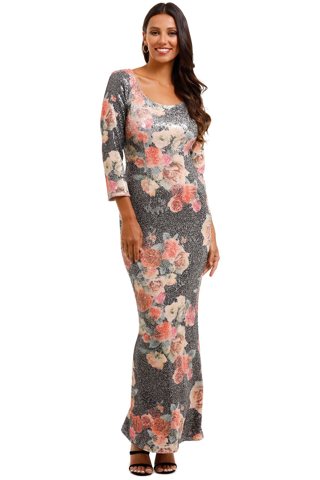 Moss and Spy	Matisse Gown Floral Multi Sequins Dress