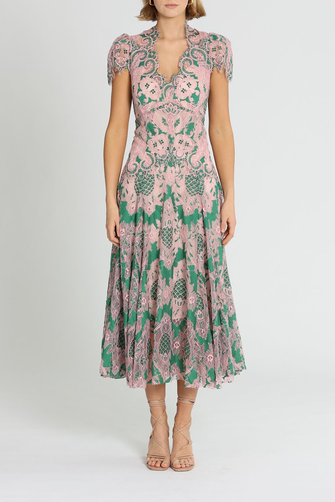 Moss And Spy Sienna Cap Sleeve Dress Pink