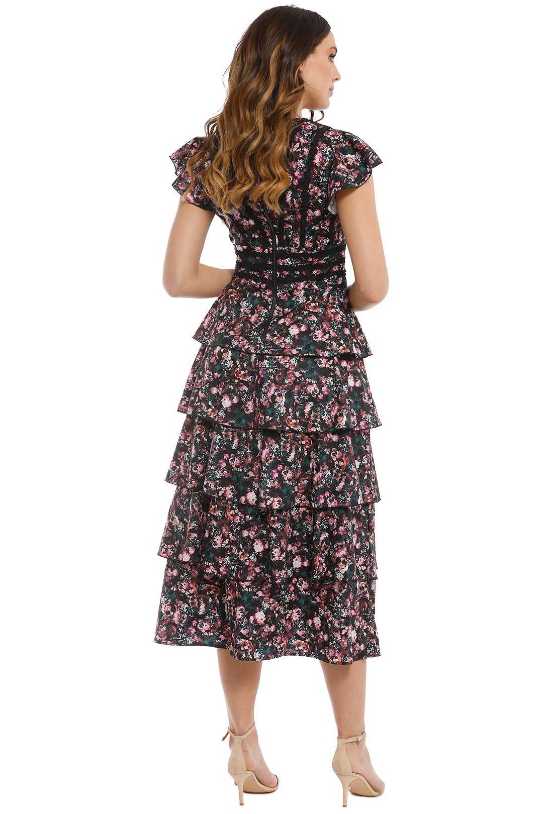 Mossman - In Full Bloom Dress - Black Floral - Back