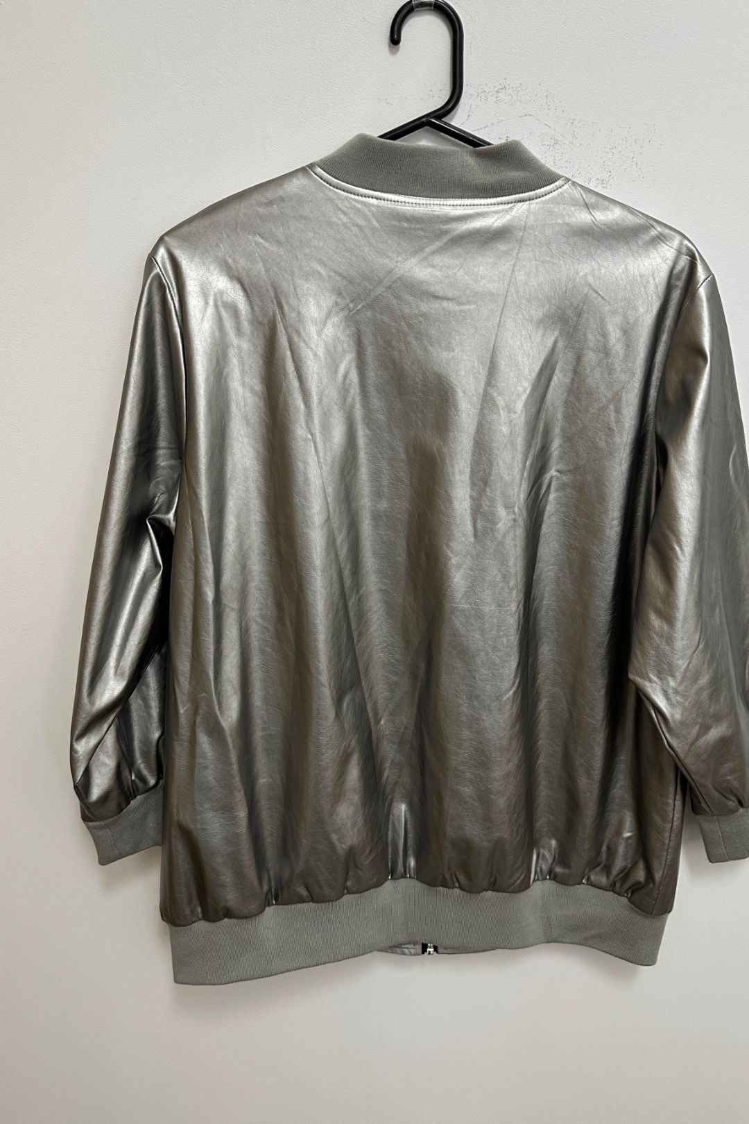 Motto Silver Vegan Leather Bomber Jacket