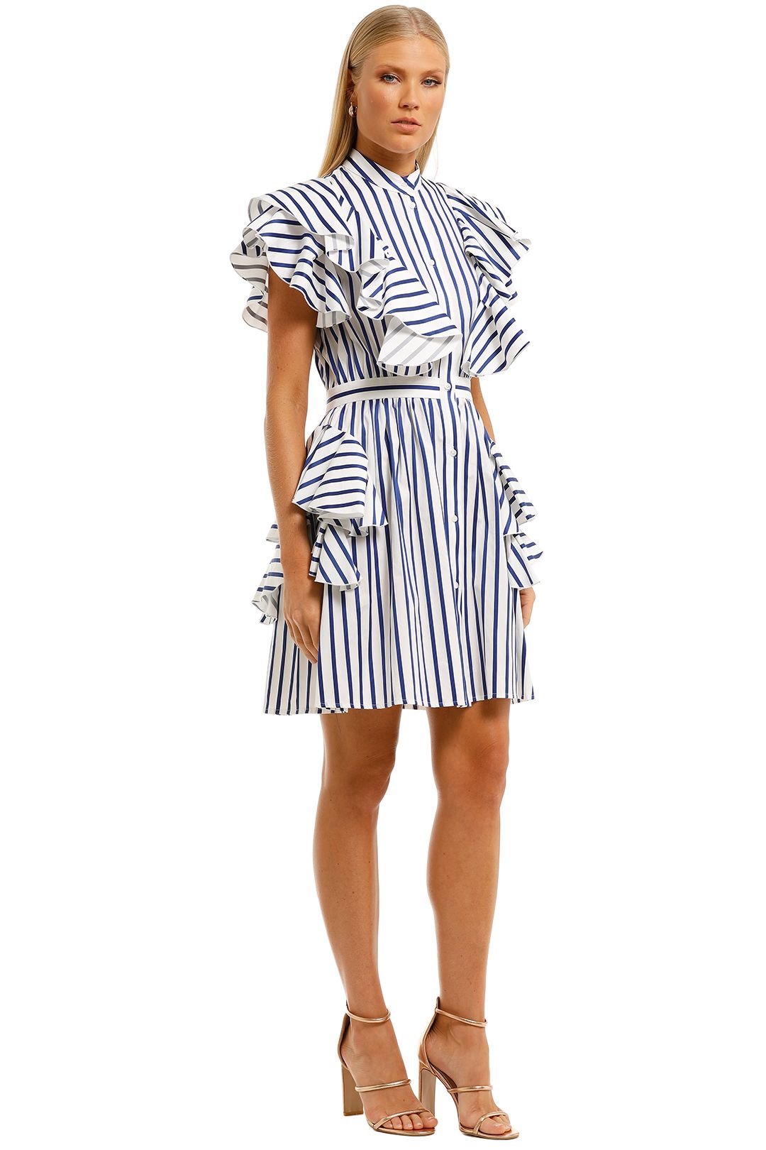 MSGM-Striped-Ruffle-Detail-Dress-Blue-Side