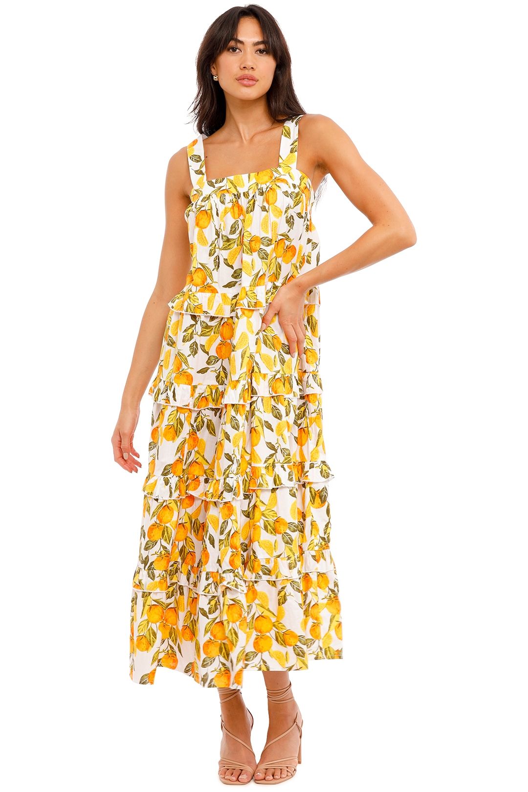 Never Fully Dressed Orange Grove Scallop Dress print