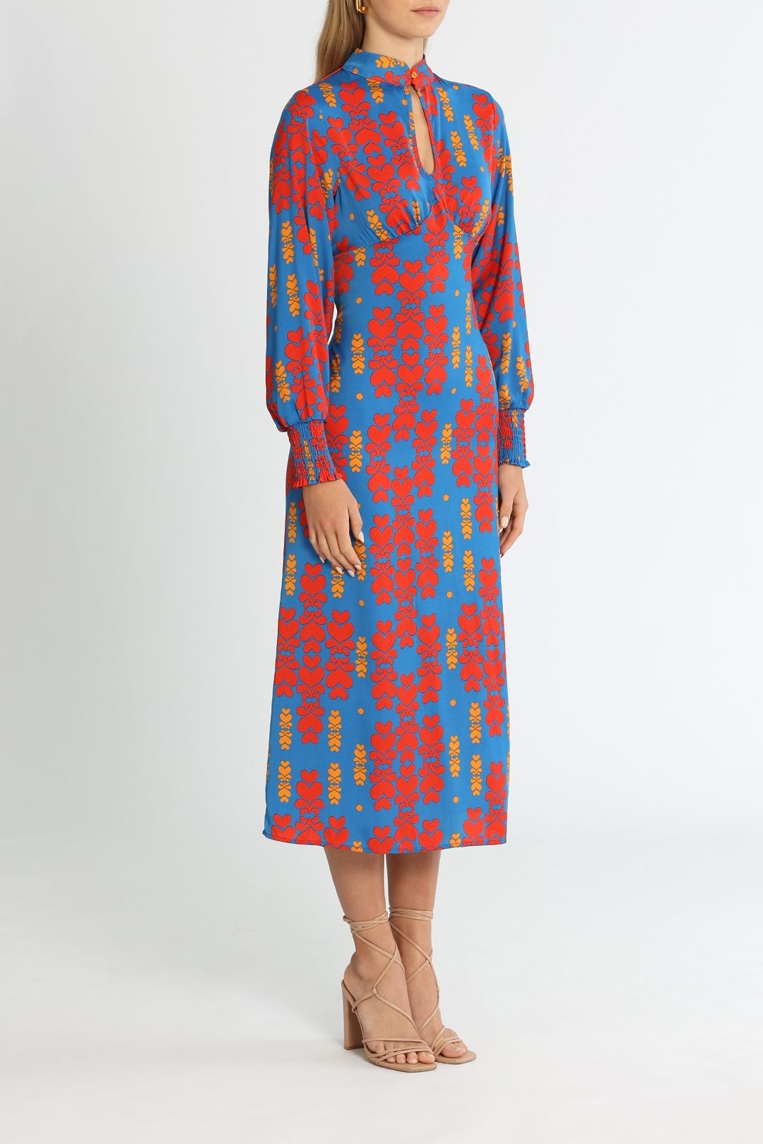 Never Fully Dressed Taylor Midi Dress Blue Balloon Sleeves