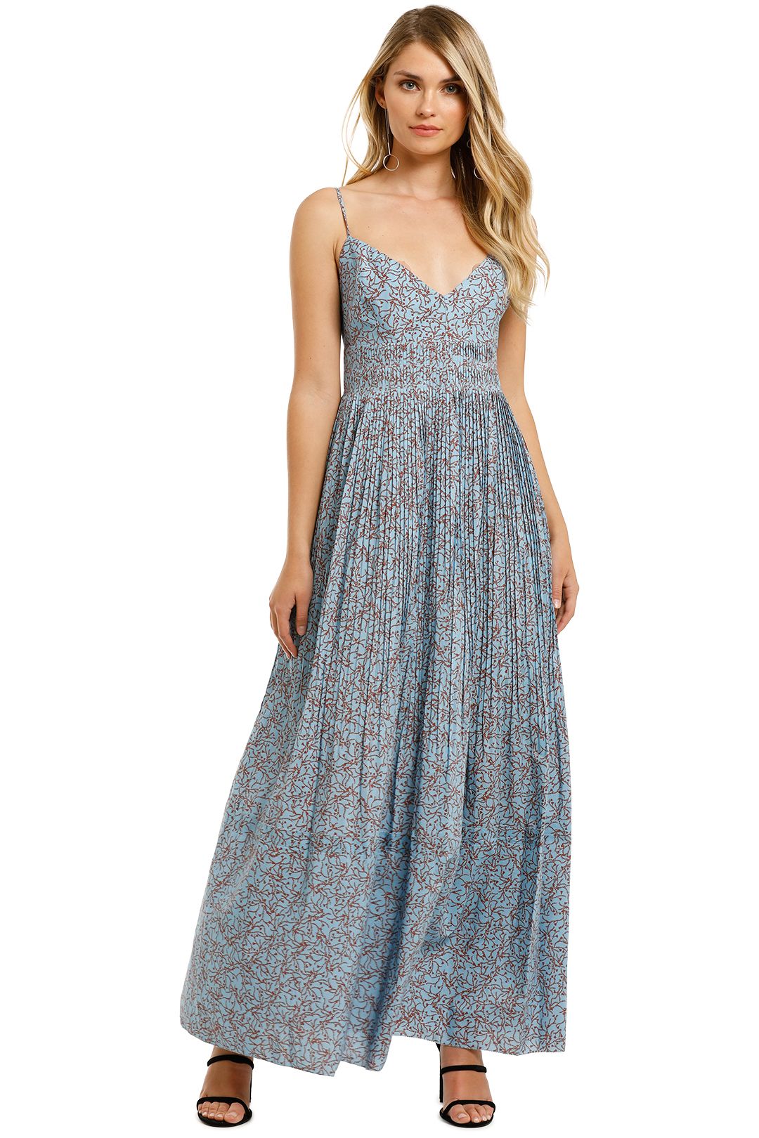 Nicholas-Susan-Dress-Slate-Blue-Floral-Front
