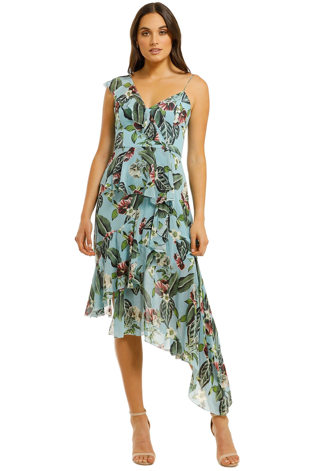 Nicholas-The-Label-Mayflower-Shoulder-Frill-Dress-Teal-Front