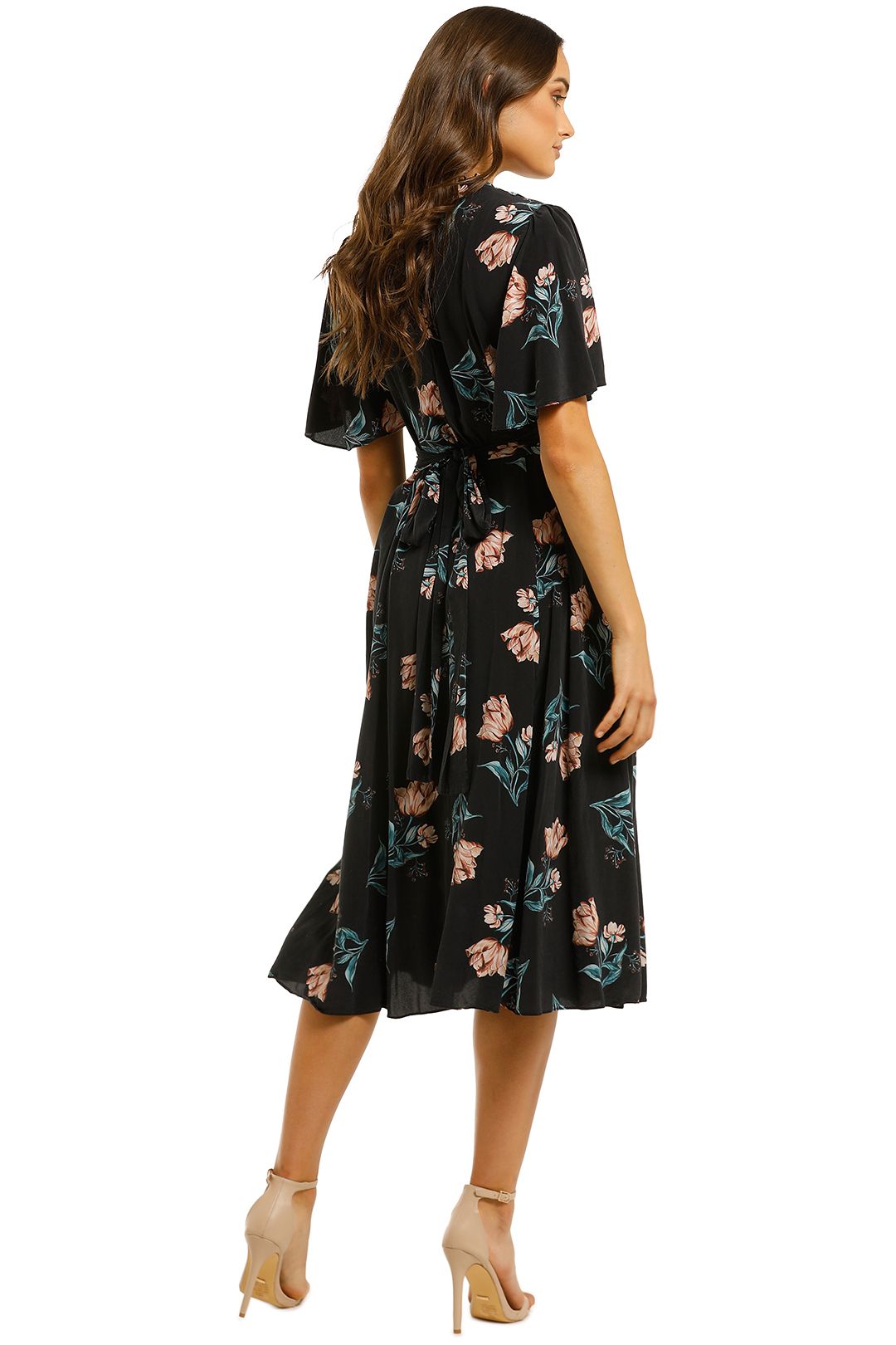 Nicholas-The-Label-Piper-Floral-Button-Midi-Dress-Black-Floral-Back