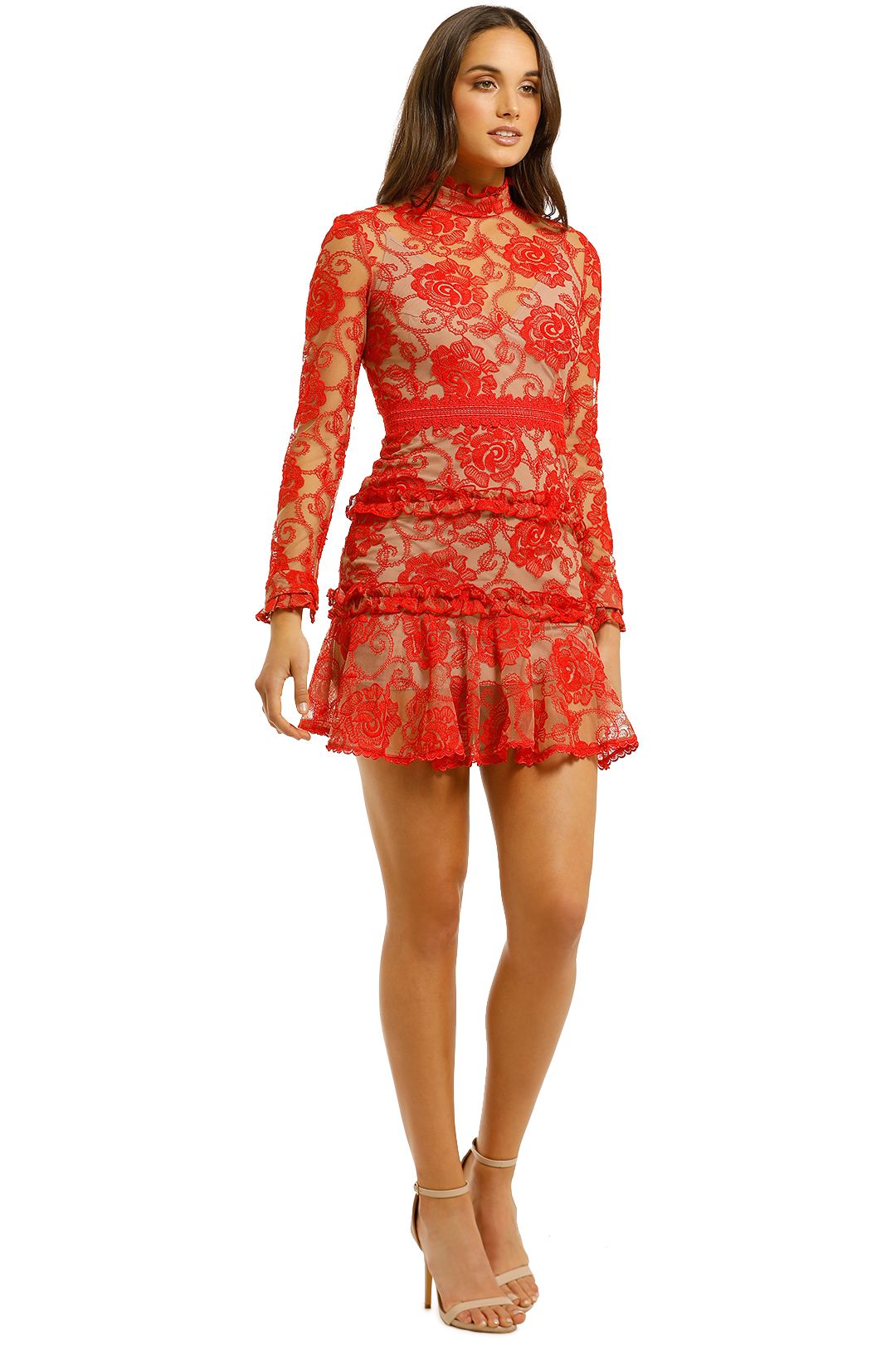 nicholas red lace dress