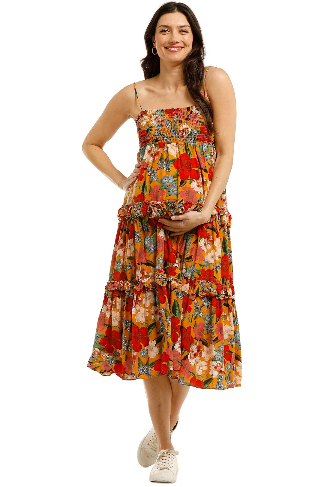 Nicholas-The-Label-Smocked-Prairie-Dress-Tangerine-Front