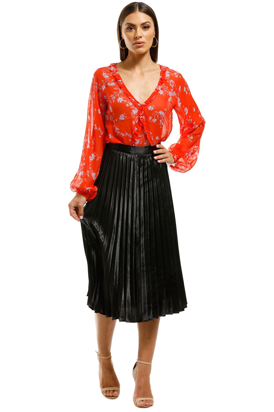 Tie Back Ruffle Blouse in Poppy by Nicholas for Rent