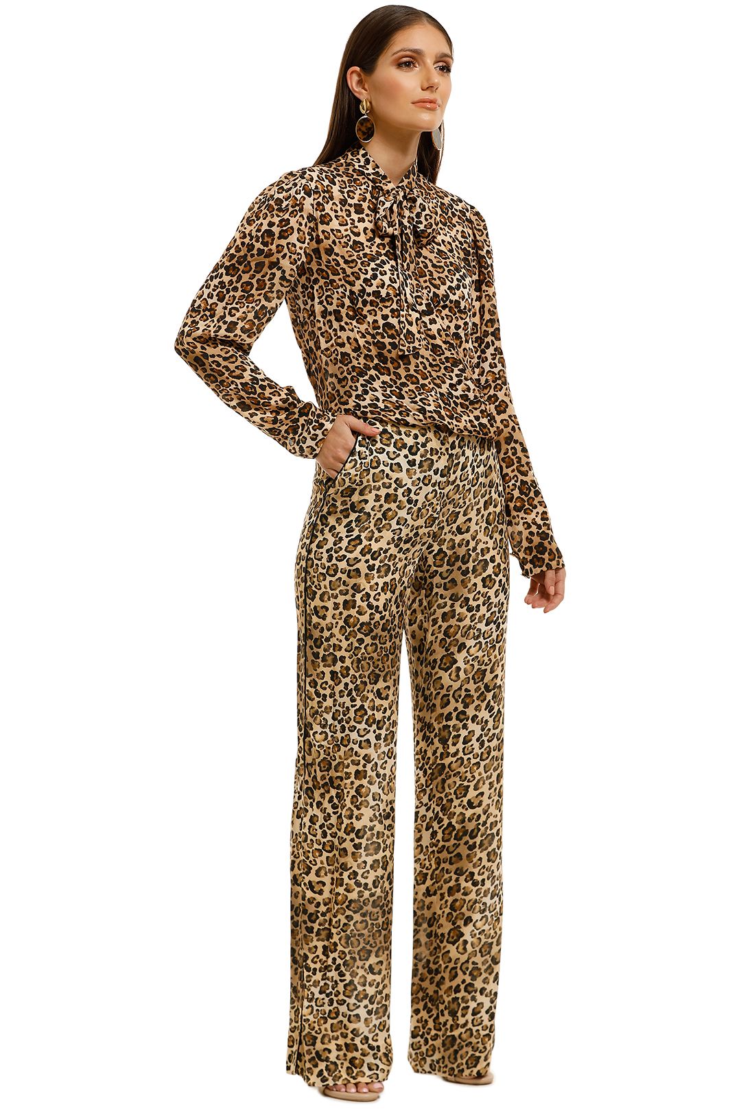 Tie Neck Top in Leopard by Nicholas for Hire | GlamCorner