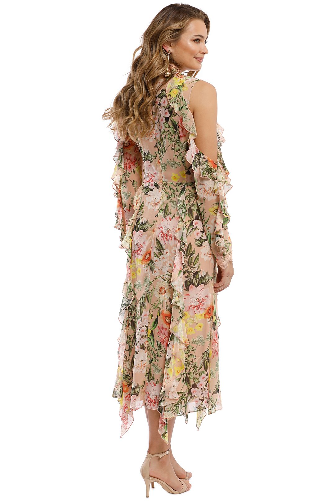 Aveline Vertical Ruffle Midi Dress by Nicholas for Rent | GlamCorner