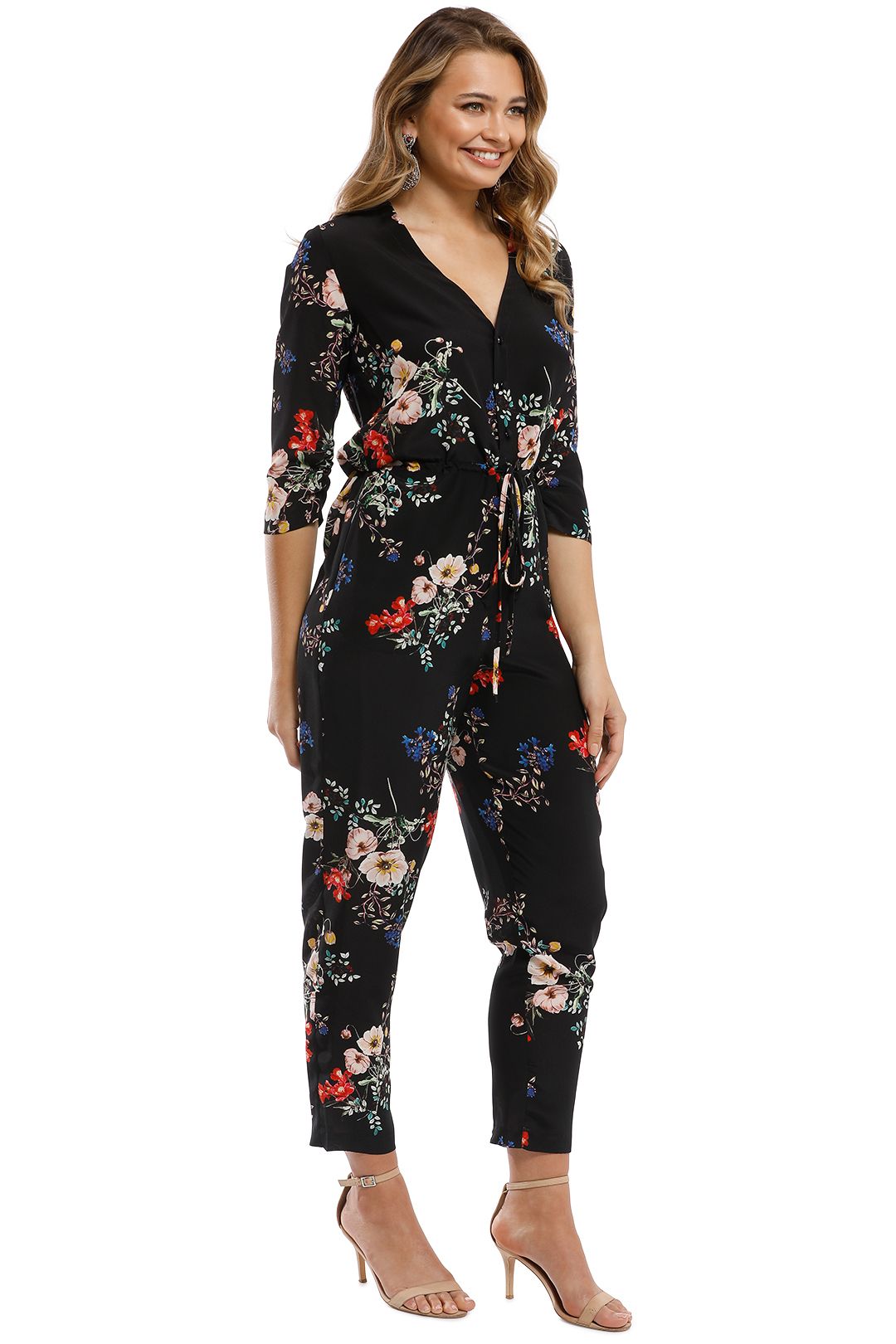 Nicholas - Cecile Floral Jumpsuit - Black Multi - Side
