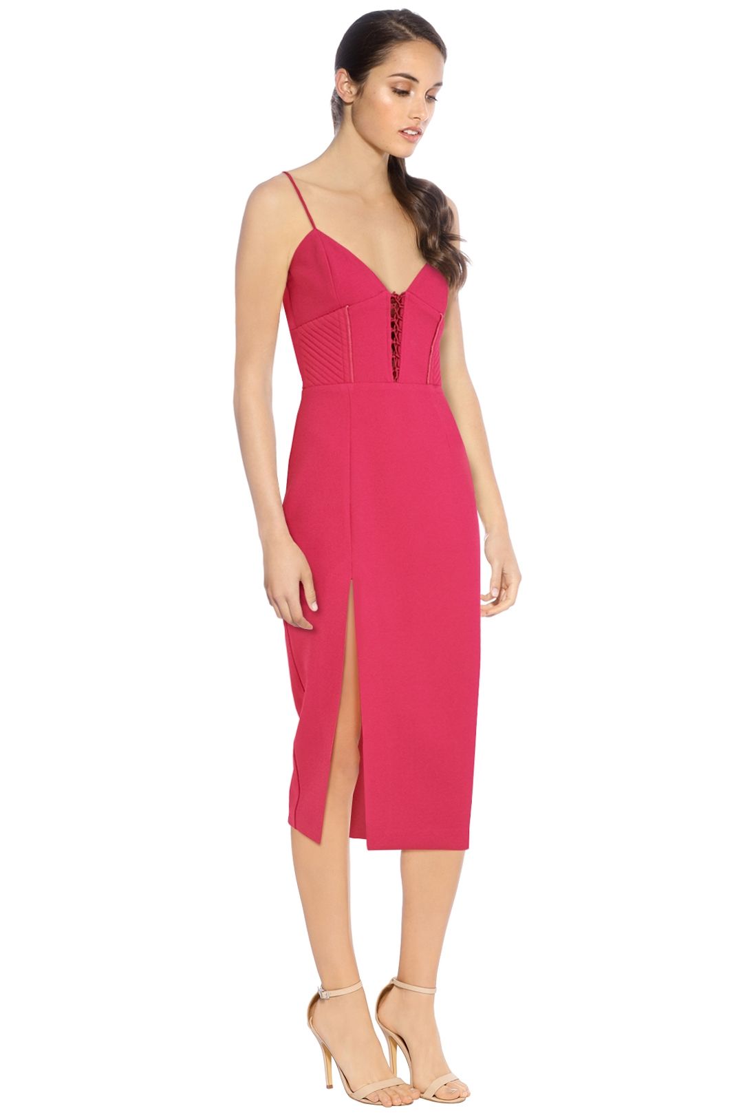 Nicholas - Crepe Corset Bra Dress - Fushcia - Side