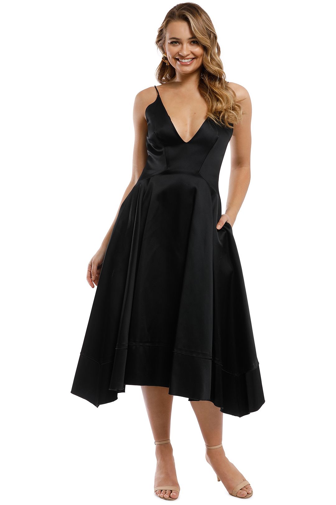 Nicholas - Duchess Satin Ball Dress - Black - Front