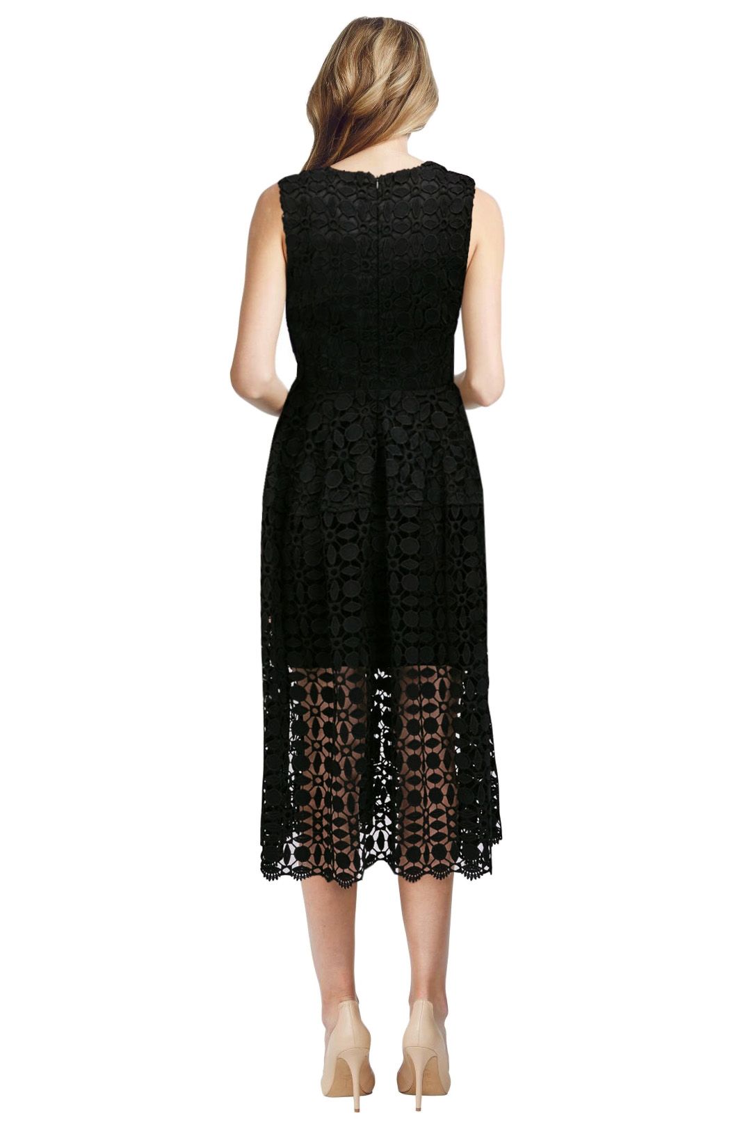 Mosaic Lace Ball Dress - Black - Back