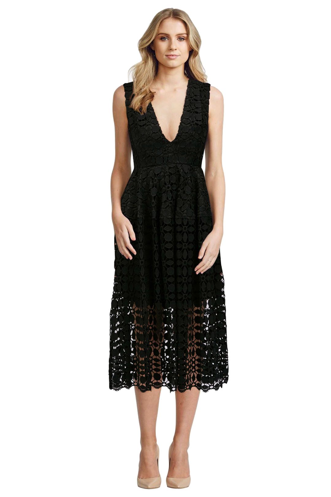 Mosaic Lace Ball Dress - Black - Front