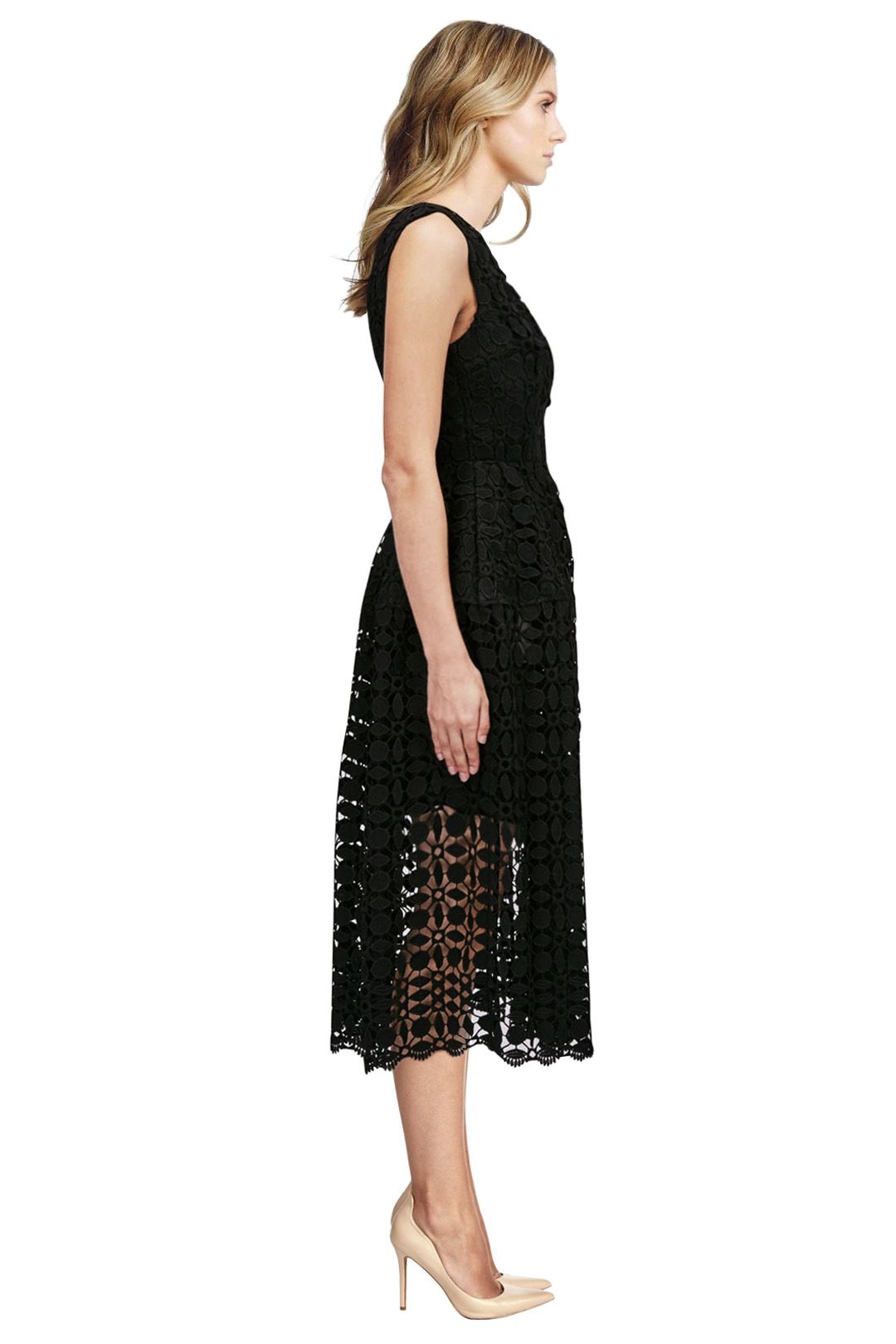 Mosaic Lace Ball Dress - Black - Side