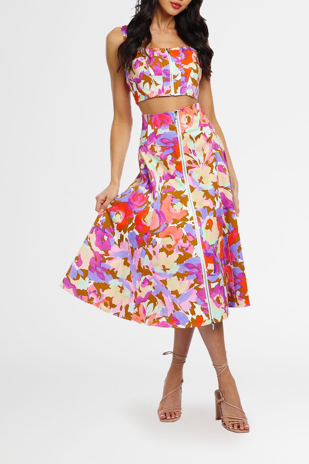 Nicholas Dawn Top and Dasia Skirt Set Abstract Floral