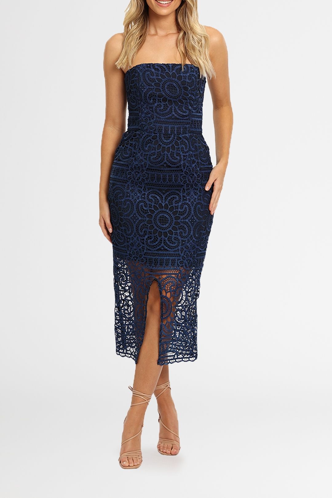 Nicholas Geo Lace Navy embroidered
