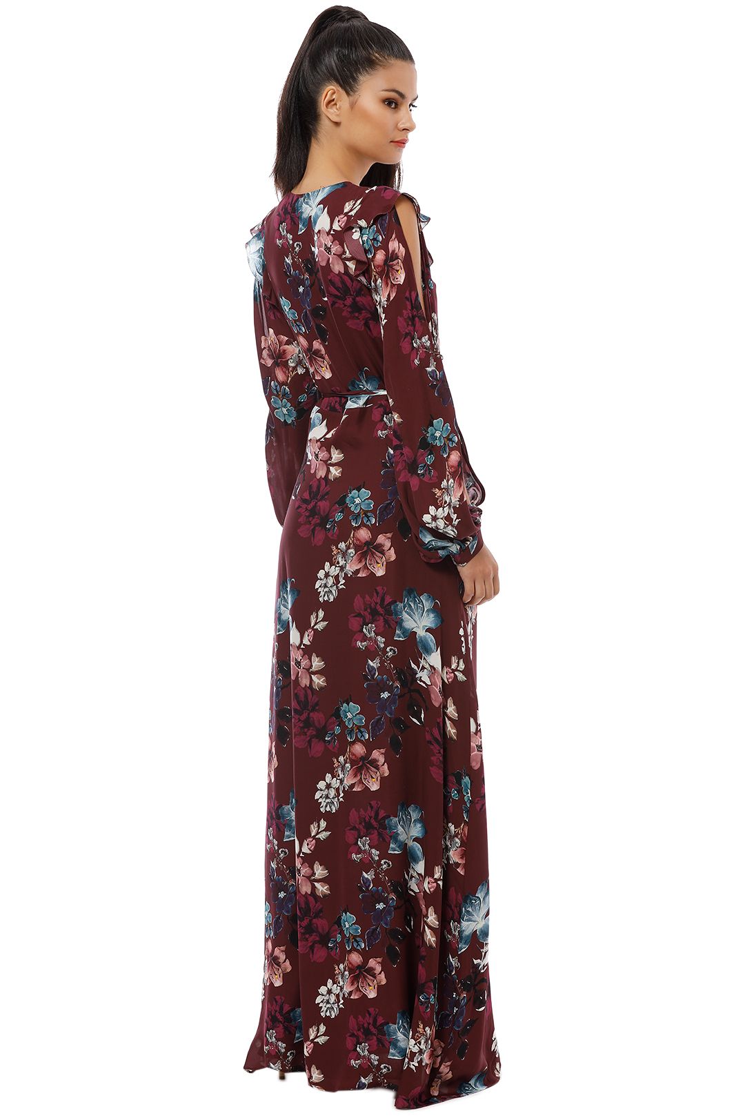 Nicholas the Label - Burgundy Floral Wrap Dress - Burgundy - Back